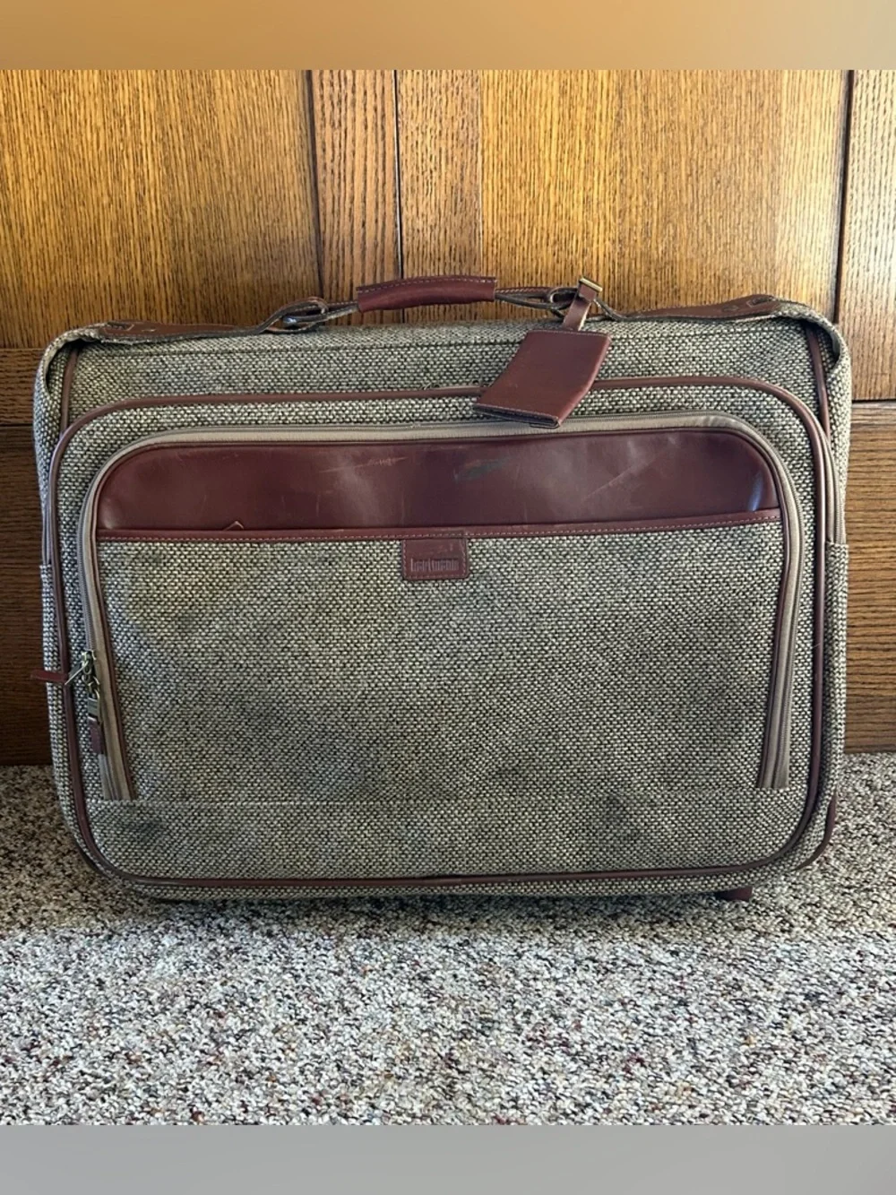 Vintage Hartmann Tweed Roller Rolling Garment Luggage Bag -Locks Strap Paperwork